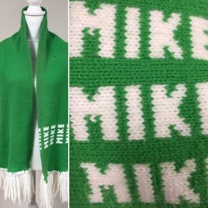 Vintage NameTogs MIKE Scarf Green & White Knit